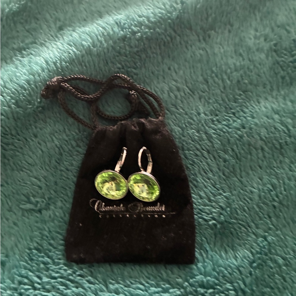 Luxe Silver and Green Earrings by
